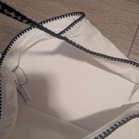 NEW Zara | Embroidered Asymmetric Swimsuit In White/Black - Picture 7 of 13